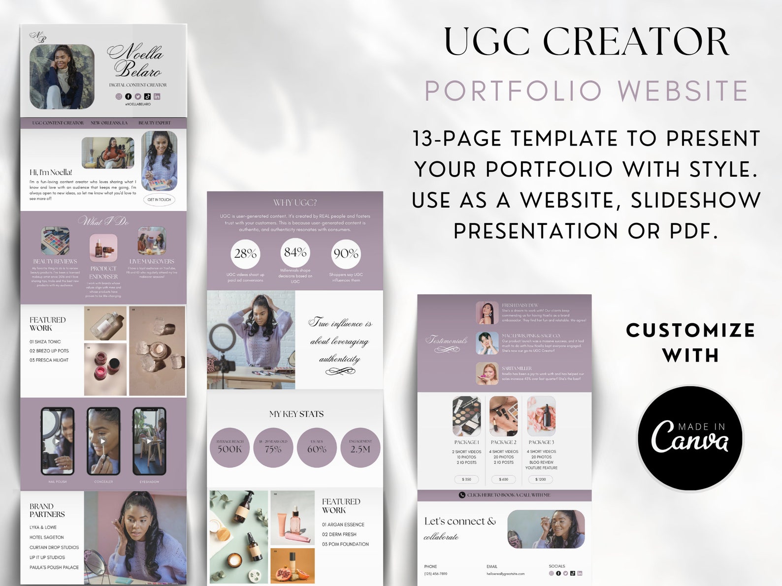 UGC Portfolio Template for Canva - UGC Creator Portfolio Canva Website ...