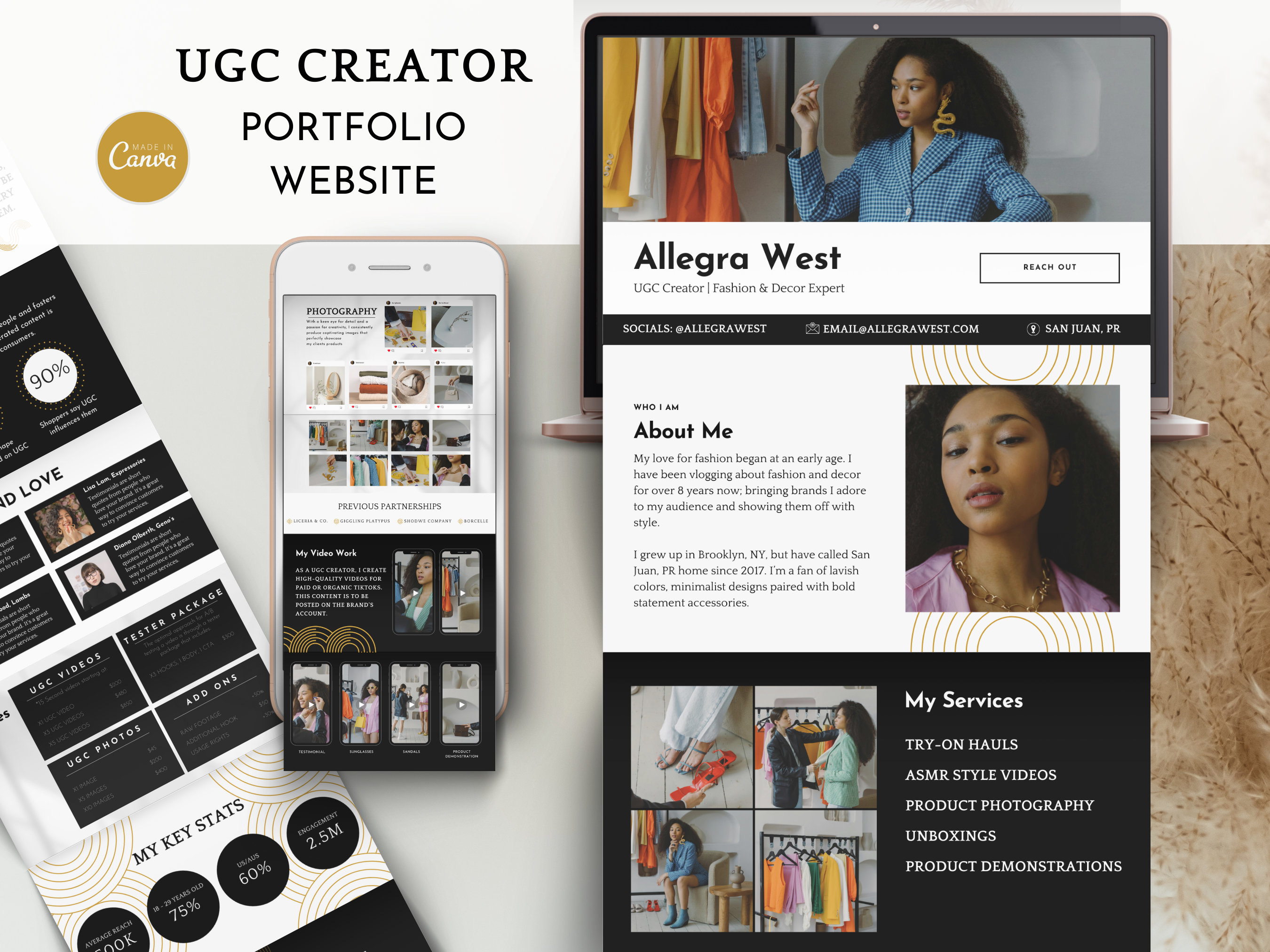 UGC Portfolio Template for Canva - UGC Creator Portfolio Canva Website ...
