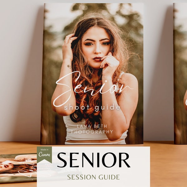 Senior Photography Welcome Guide Template für Canva - Grad Session, Marketingbroschüre, Pricing Guide, Style Guide, Fotografen