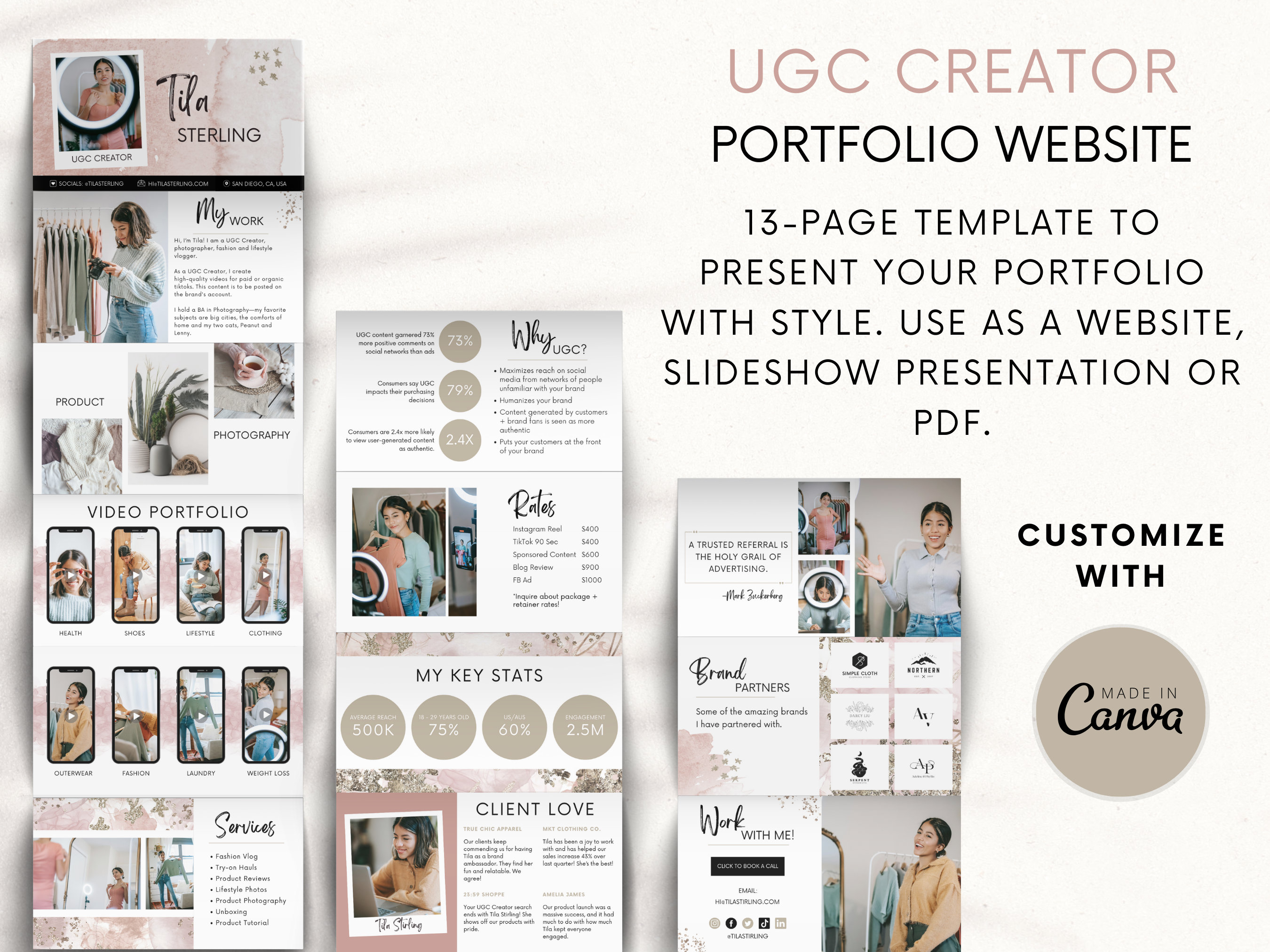 UGC Portfolio Template for Canva - UGC Creator Portfolio Canva Website ...
