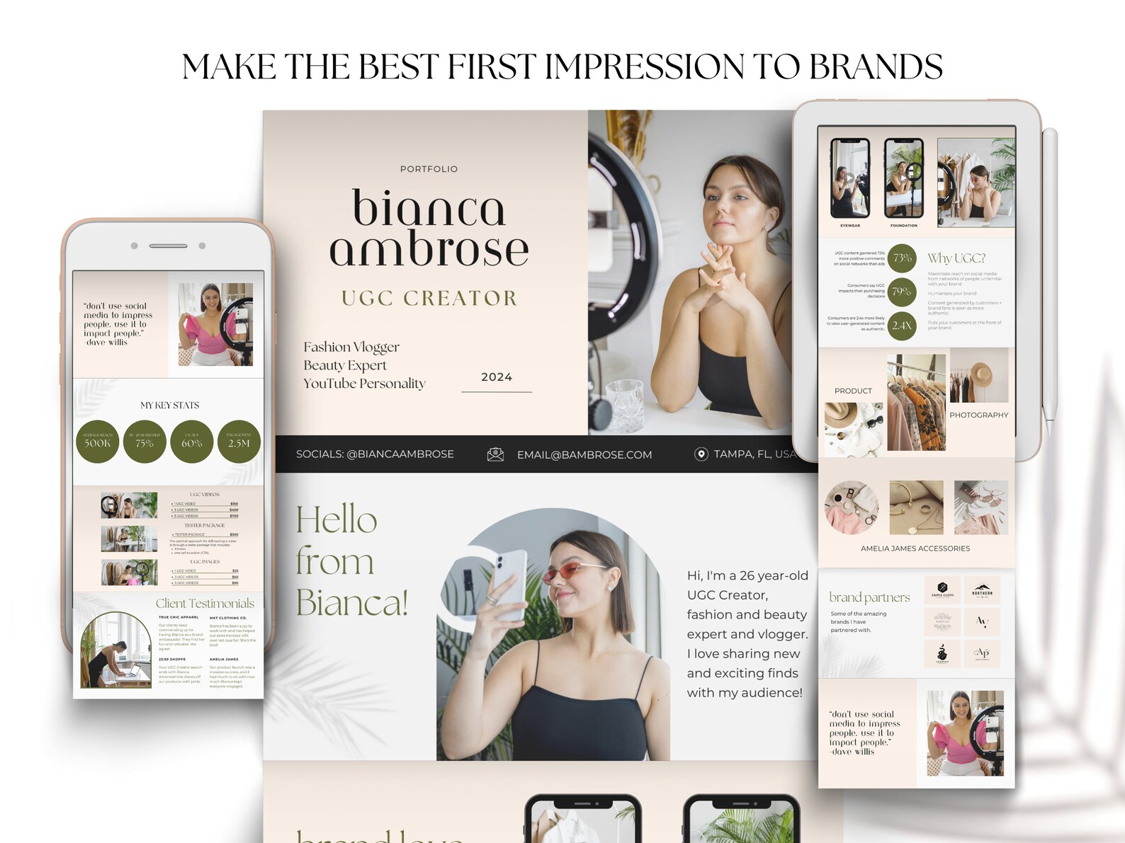 Ffe Portfolio UGC Portfolio Template for Canva - UGC Creator Portfolio Canva Website ...