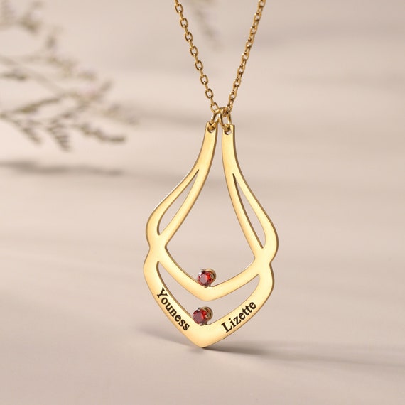 Custom Ring Holder Necklace With Two Names and Birthstones Etsy UK