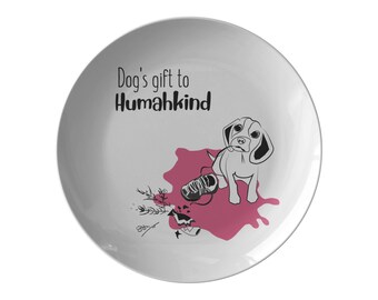 Funny Dog Decorative Plate, Wall Decor for Dog Owners, Unique Gift for Beagle Pet Lovers