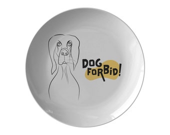 Joel - Dog Forbid, Vizsla Dog Lovers Decorative Plate, Funny Original Dog Illustration for Modern Home Art