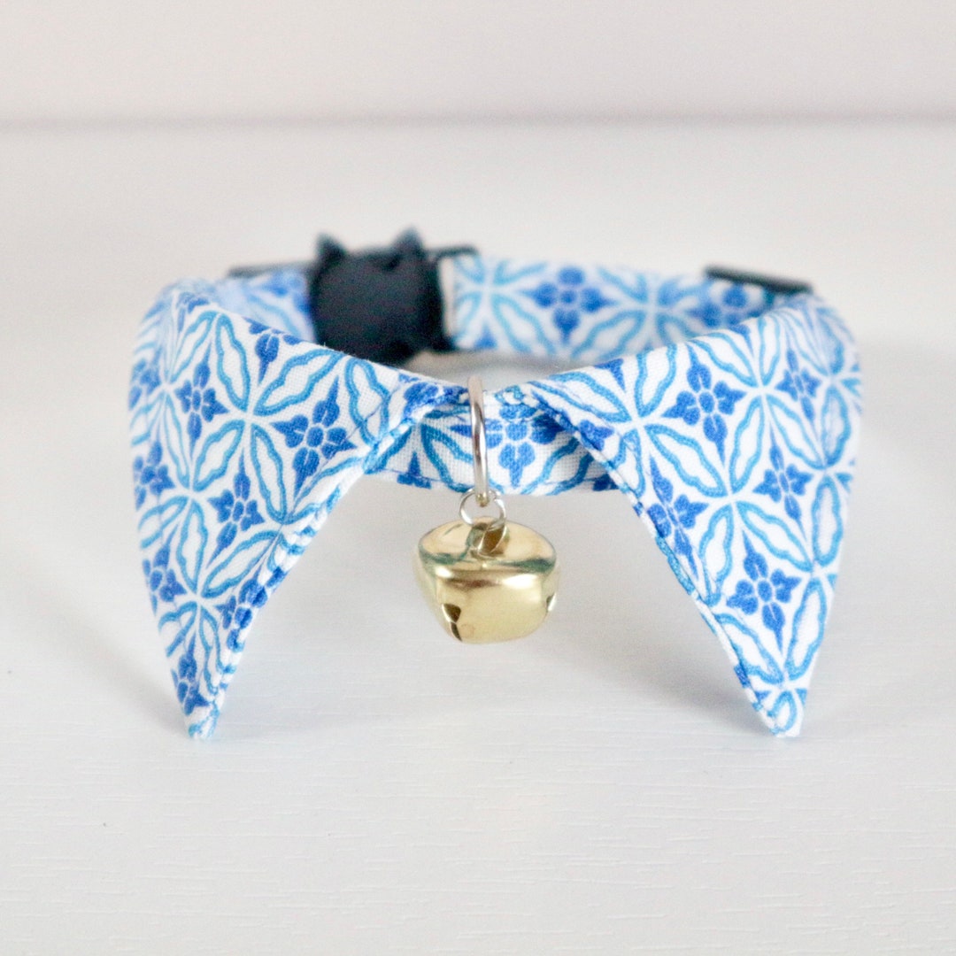 Cat Collar, Shirt Cat Collar, Blue Cat Collar, Styled Cat Collar