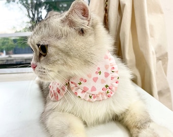 Collar para gatos, collar de camisa para gatos, collar de fresa para gatos, collar con estilo para gatos, collar exclusivo para gatos, collar de seguridad con cascabel, regalos para gatos, regalo para gatos
