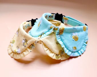 Honey Bee Ruffle Cat Shirt Collar | Personalized Embroidered Name Safety Breakaway Collar | Cute Gift for Cat Lovers