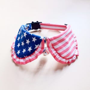 Patriotic cat Collar, "USA Flag" 4th of July cat outfit, Independence Day Cat Collar, Shirt cat collar, Cat gifts, Gift for cat lovers