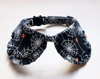 Black Spider Net Halloween Cat Collar, Cool Spooky Season cat collar, Styled cat collar, Unique cat collar, Safety Breakaway Buckle