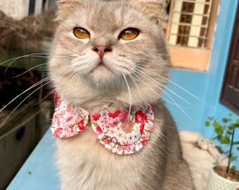 Cat Collar, Shirt cat collar, Floral cat collar, Tiny flowers cat collar, Styled cat collar, Cat gifts, Gift for cat lovers