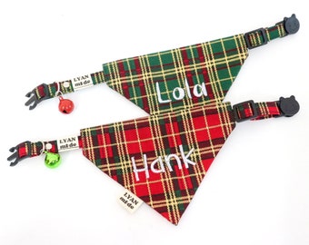 Pañuelo navideño para perro, Pañuelo personalizado para gato, Pañuelo bordado para perro, Cuello personalizado para perro, Regalo para gatitos, Regalo para amantes de los gatos