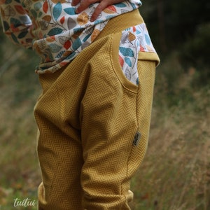 Organic bloomers baggy pants children&#39;s mustard yellow corn yellow jacquard