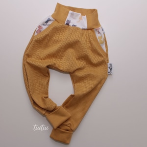 Organic bloomers baggy pants children&#39;s mustard yellow corn yellow jacquard