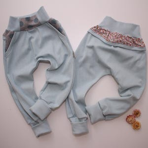 Biologische bloomers baggy broek groeibroek kinderen ijsblauw jacquard
