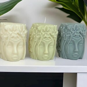 Pixie candle | fairy candle | Greek goddess candle | Lady head candle | flower headband candle | unique modern candle