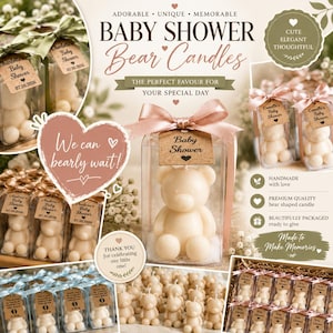 We Can Bearly Wait | Teddy Bear Candle | Personalised Favours | Baby Shower Favours | Teddy Bear Favours | Mini Bears