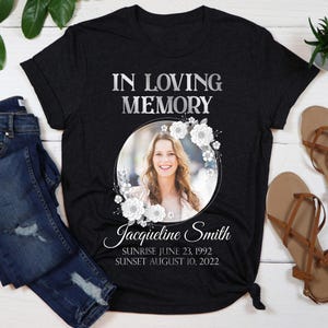 Erinnerungsgeschenk Shirt, kundenspezifisches RIP T-Shirt mit Foto und Name, kundenspezifisches Beerdigung Shirt, Verlust des Vater-Mutter-Freundes-Erinnerungs-Andenken