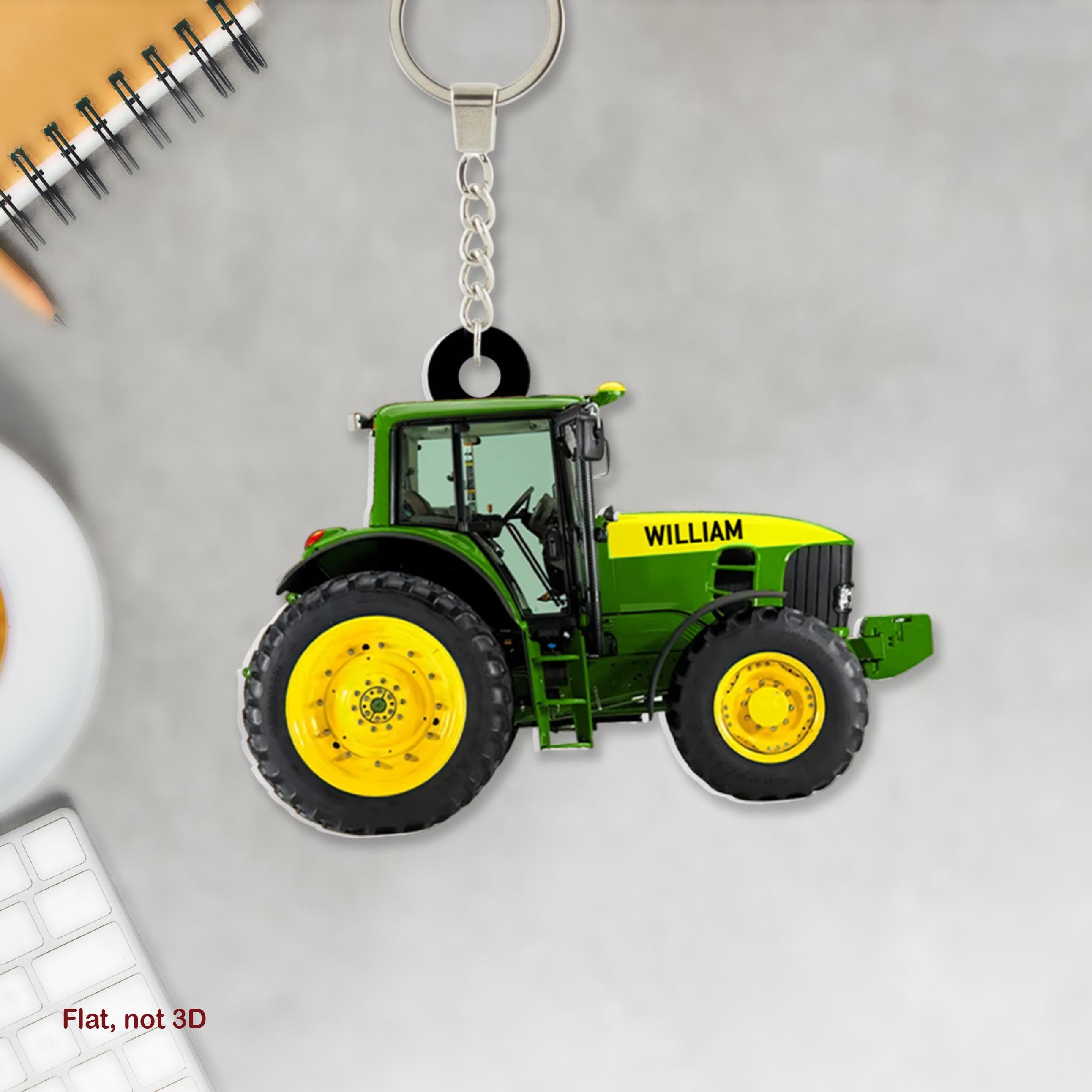 Personalized Tractor Acrylic Keychain & Car Ornament, Tractor Diver ...