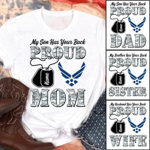 Proud Air Force Mom Tee, Air Force Dad, Air Force Wife, Air Force Sister, Air Force Brother, Air Force Grandma, Air Force Grandpa