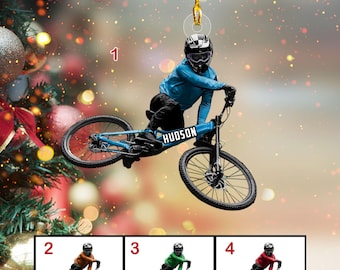 Personalized Mountain Bike Christmas Ornament, Custom Name Ornament 2025, Gift for Cyclist or Biker, Rider Keepsake, Adventure Decoration