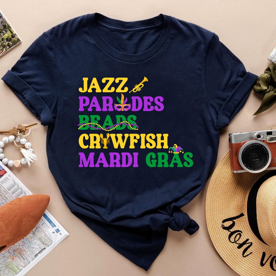 Properly Tied Shirt - Mardi Gras Beads Crawfish on Ice Grey
