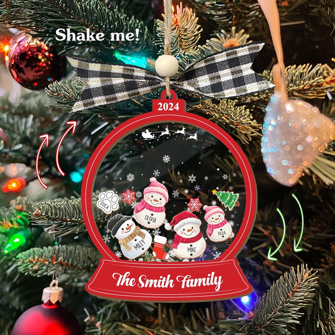 Personalized Snowman Family Christmas Ornament, Snowman Xmas Ornament ...