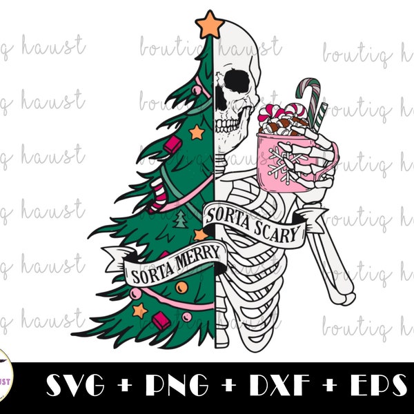 Sorta Scary Sorta Merry Christmas SVG PNG - Digital Art work designed by BoutiqHaust