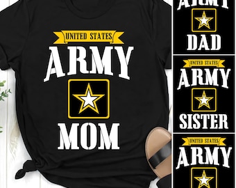 Custom Army Mom Shirt, Proud Army Family Shirts, Matching Military Support Tees, Custom Army Dad Mom Sister Brother Shirts, Army Pride Gift