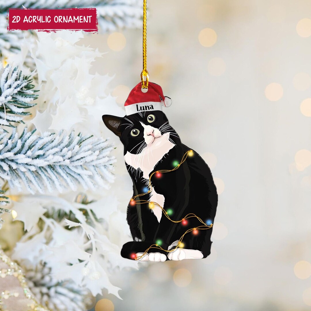 Tuxedo Cat Christmas Ornament, Custom Cat Ornament, Tuxedo Cat Lover ...