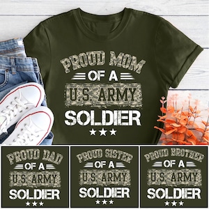 Proud Mom of A US Army Soldier T-Shirt, Army Mom T Shirt, Proud Army Mom Gift, Soldier Mom Shirt, Military Mom Shirts, Army Family Shirts