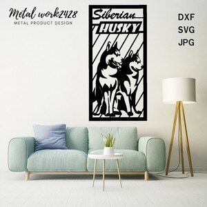Décoration murale de chien husky sibérien découpé au laser coupe plasma DXF SVG fichier de découpe de haute qualité