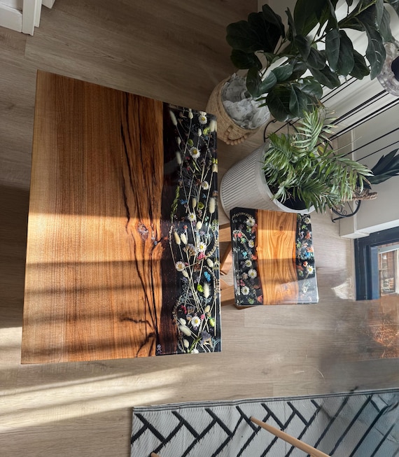 Preserved Flowers in Resin table