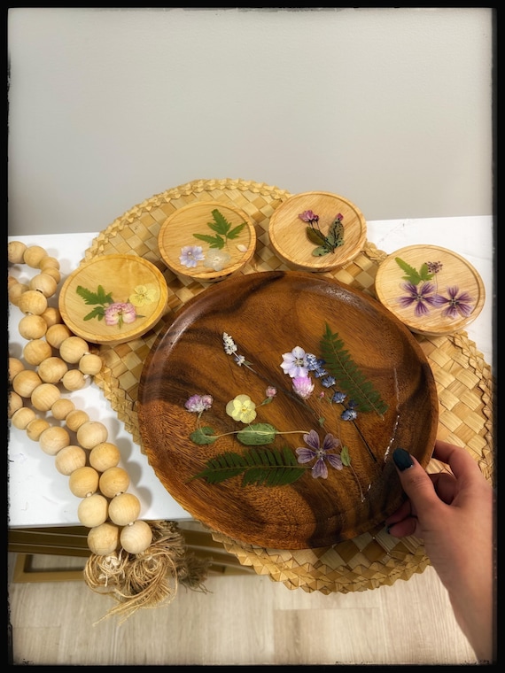 Resin flower tray and coasters