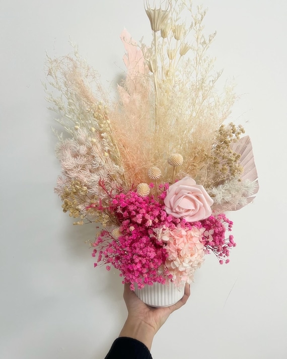 Pink rose dried flower arrangement