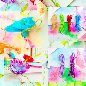 Blütenlichterkette aus Papiergarn | DIY | Bastelset | Lichterkette | Bunt | 1,4 Meter | Finnisches Papiergarn