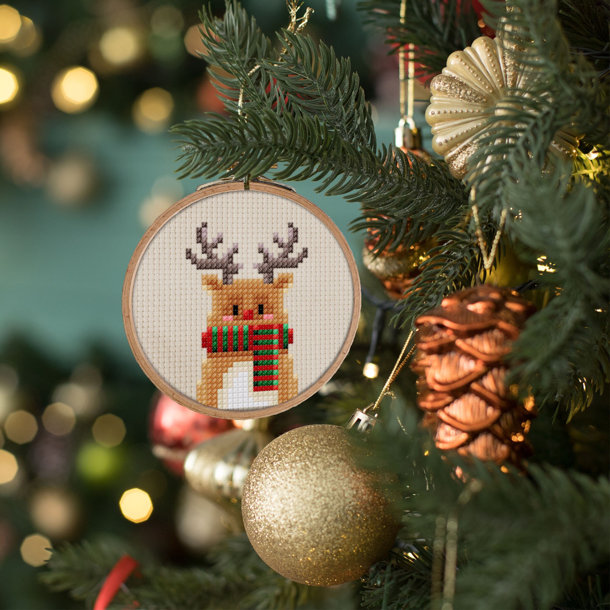 Deer - PDF Cross Stitch Pattern, DIY Christmas Ornament, Gift, Beginner ...
