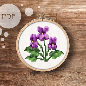 Violet - PDF Cross Stitch pattern, DIY gift, beginner easy pattern, Instant download