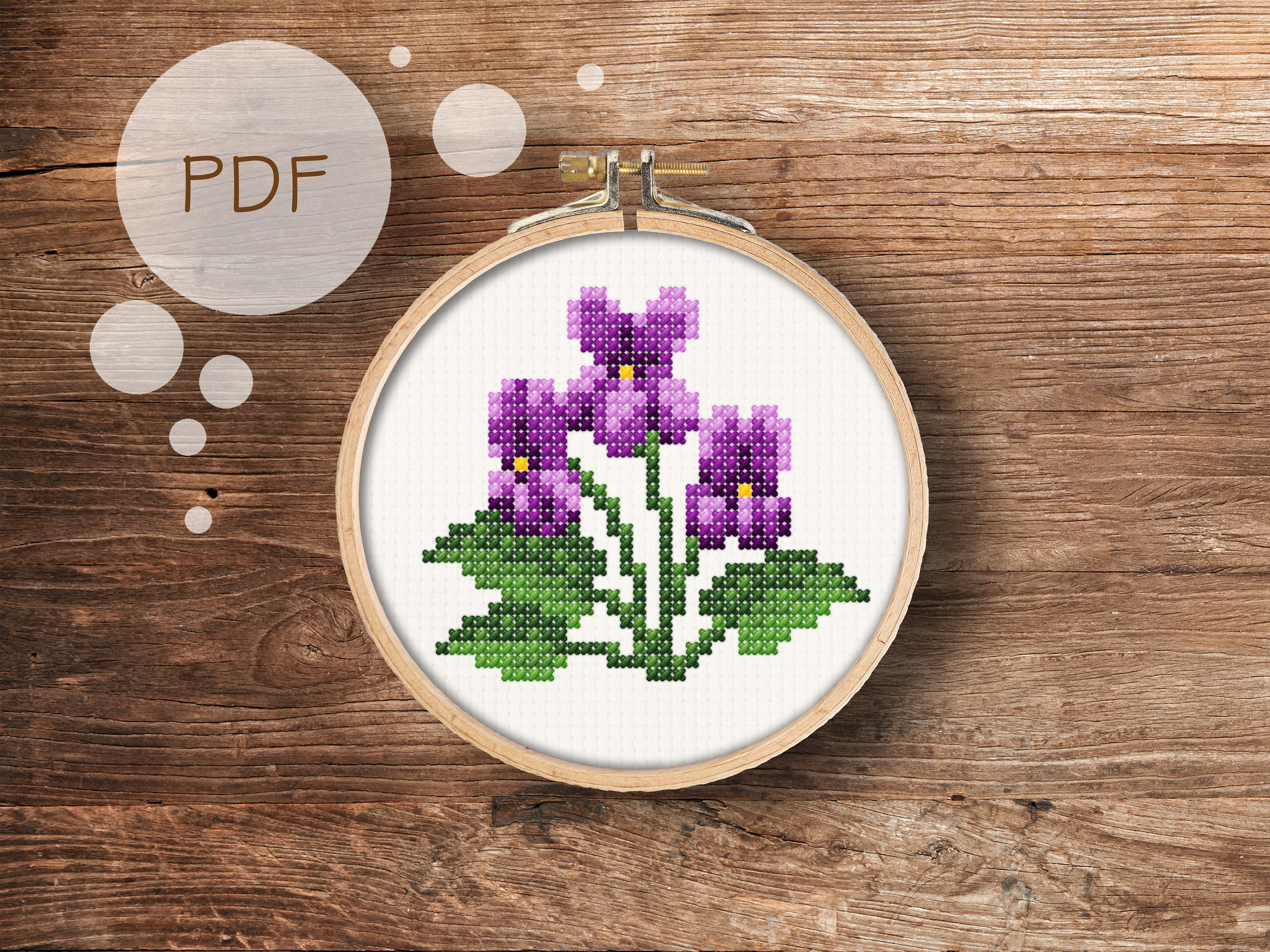 Lilac Violets Cross Stitch Kit, Spring Flowers Beginner Embroidery Kit for  Adults and Kids Handmade Kitchen Wall Decor Cross Stitch Gift 