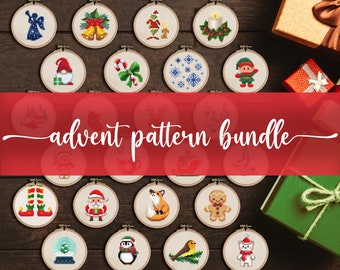 BUNDLE - Advent 24 - PDF Cross Stitch pattern, DIY Christmas ornament, gift, beginner easy pattern, Instant download