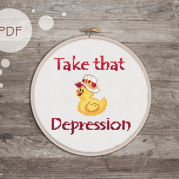 Lucifer's ducky - PDF Cross Stitch pattern, DIY gift, Series Meme, Instant download