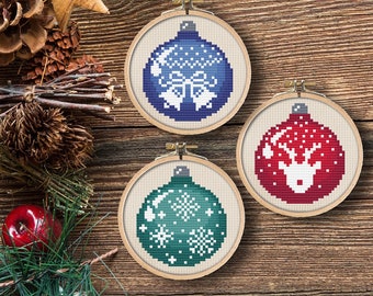 BUNDLE - Baubles - PDF Cross Stitch pattern, DIY Christmas ornament, gift, beginner pattern, Instant download