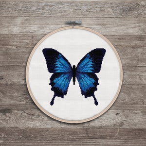 Blue Mountain Swallowtail Butterfly - PDF Cross Stitch pattern, DIY gift, beginner pattern, Instant download