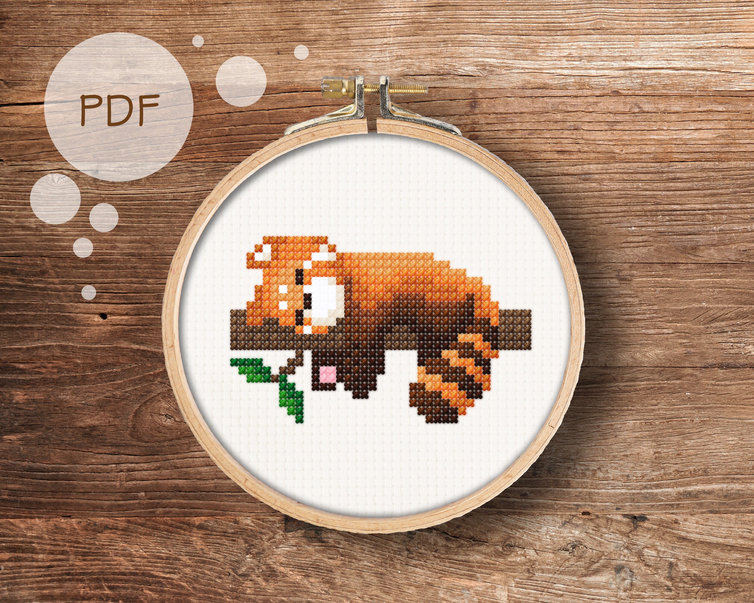 Red Panda II. PDF Cross Stitch Pattern DIY Gift Beginner - Etsy