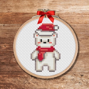 Polar Bear - PDF Cross Stitch pattern, DIY Christmas ornament, gift, beginner easy pattern, Instant download