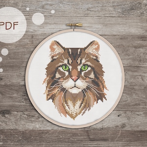 Cat Portrait - PDF Cross Stitch pattern, DIY gift, Cat, Instant download