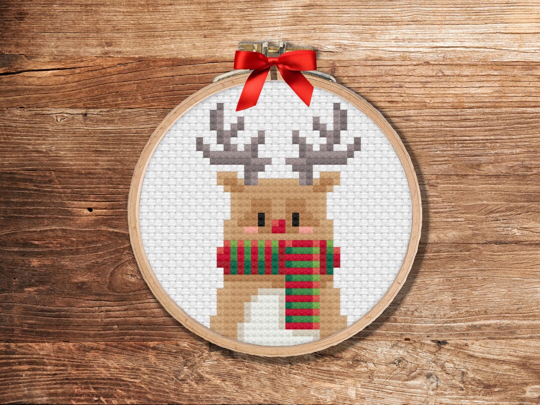 Deer - PDF Cross Stitch Pattern, DIY Christmas Ornament, Gift, Beginner ...