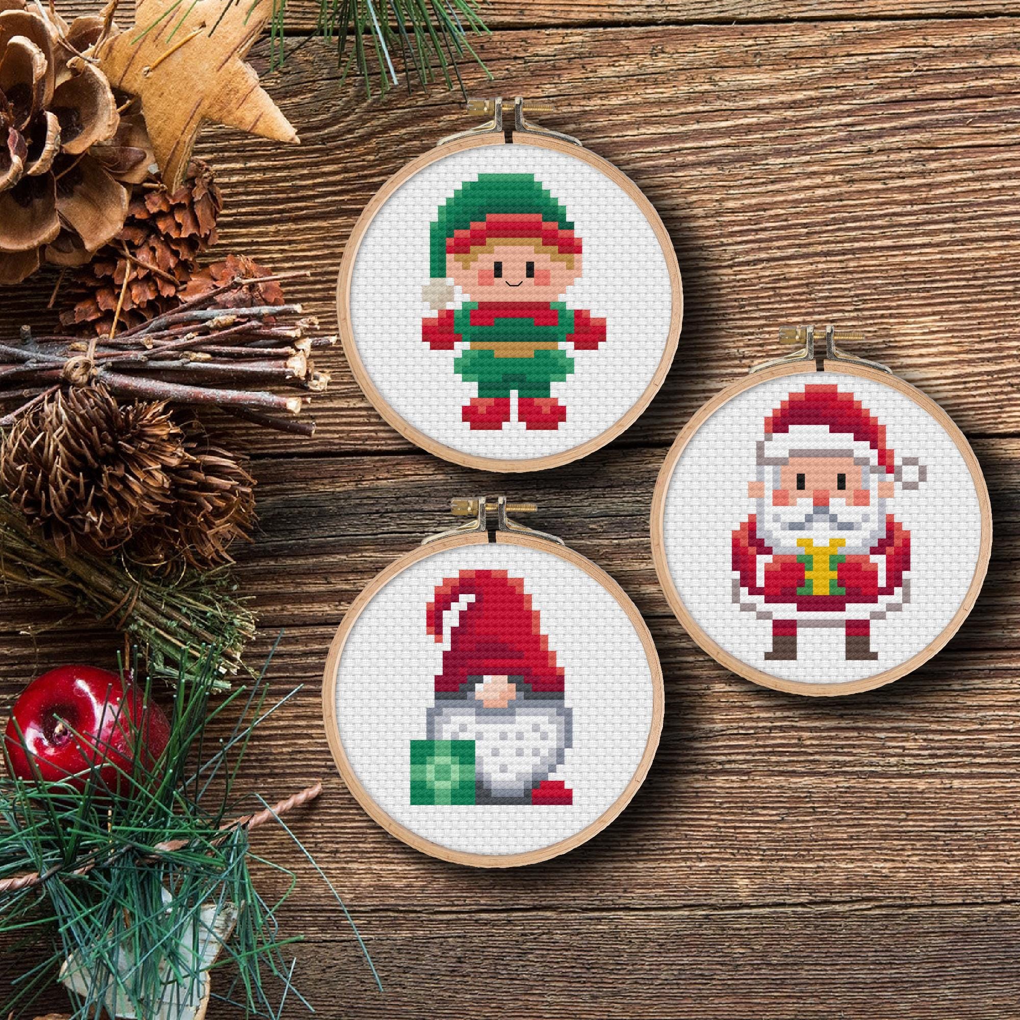 bundle-christmas-crew-pdf-cross-stitch-pattern-diy-christmas-ornament-gift-beginner-pattern-instant-download-etsy