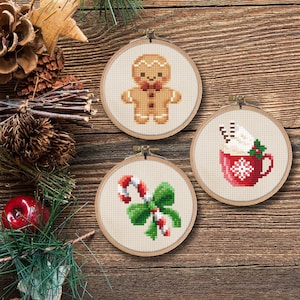 BUNDLE - Holiday Treats - PDF Cross Stitch pattern, DIY Christmas ornament, gift, beginner pattern, Instant download