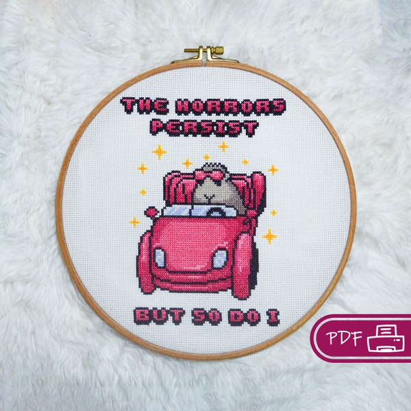 The horrors persist - PDF Cross Stitch pattern, DIY gift, Meme, Instant download