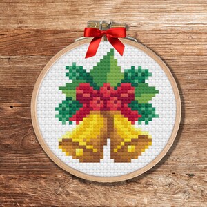 Bells - PDF Cross Stitch pattern, DIY Christmas ornament, gift, beginner easy pattern, Instant download